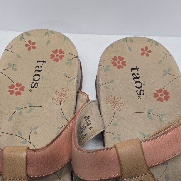 Taos Womens Strappy Pink Teal Genuine Leather Sandals Size 10 Comfort Adjustable - Picture 4 of 10